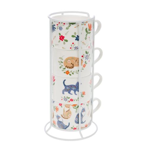 Non Communiqué Blanc Coffret Rack 4 Tasses Loris 10Cl - Amadeus - Porcelaine