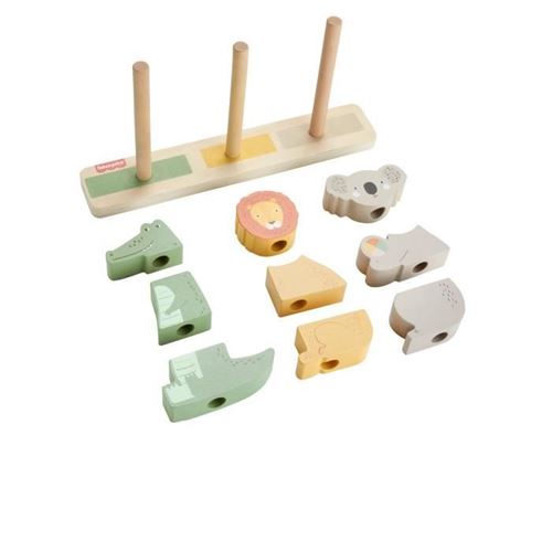 Fisher-Price-Animaux En Bois A Empiler Et Trier, 10 Pieces Hxv04