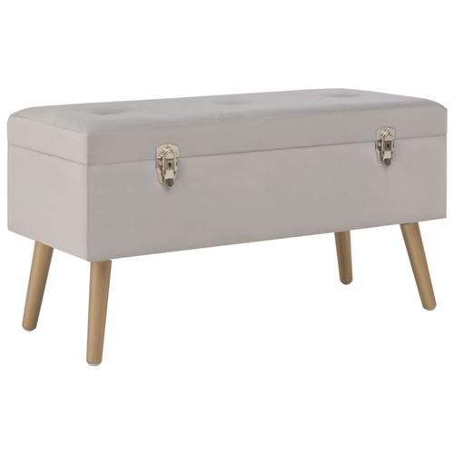 Vidaxl Gris Banc Avec Compartiment De Rangement 80 Cm Velours - Image 3