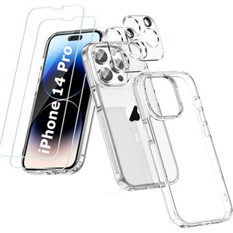 Coque Silicone Transparente + Verres Trempes et Protections Camera Arriere X2 Pour iPhone 14 Pro Little Boutik® - 1