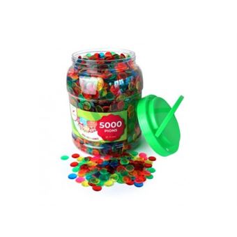 Boîte De 5000 Pions De Loto Multicolores – 15 Mm – Transparents Effet Loupe – Vert, Rouge, Bleu, Orange, Rose