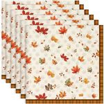Lot de 6 Serviettes en Coton Motif Feuille D'érable 45x45 cm