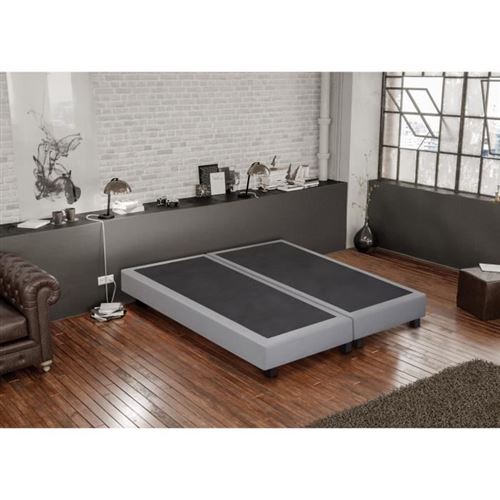 CREASOM SEQUOIA Lot de 2 Sommiers 90 x 200 cm - 14 lattes fixes - Gris clair