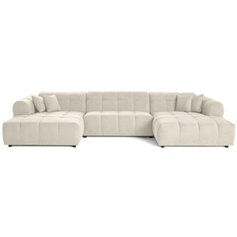 Canape angle fixe LISA DESIGN 7 places en tissu beige 152 x 152 x 85 cm - 1