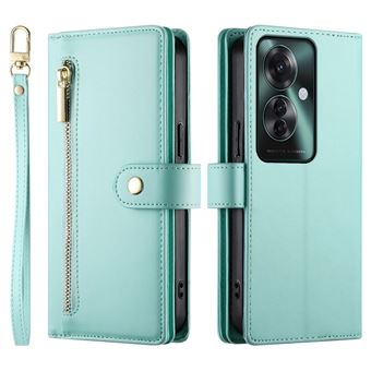 Coque pour OPPO RENO 11F 5G Etui Portefeuille Fermeture éclair magnétique Dragonne - Vert - 1