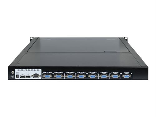 Inter-Tech KVM-1708 LED - Console KVM avec commutateur KVM - 8 ports - PS/2, USB - QWERTZ - 17 - rack-montable - 1280 x 1024 @ 75 Hz - 300 lumens - 1000:1 - VGA