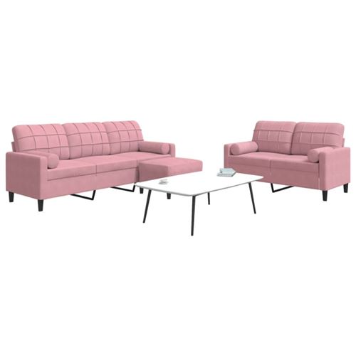 Non Communiqué Rose Ensemble De Canapés 3Pcs Et Coussins Et Traversins Velours