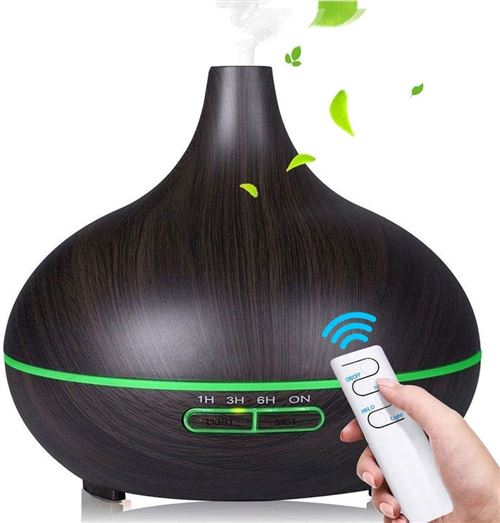 CHENYAO(XX0002) Diffuseur d'Huiles Essentielles, 550ML Ultrasonique Brume Fraîche Arôme Parfum ElectriqueMode Réglable & 7 Couleurs de LED--Brun Foncé