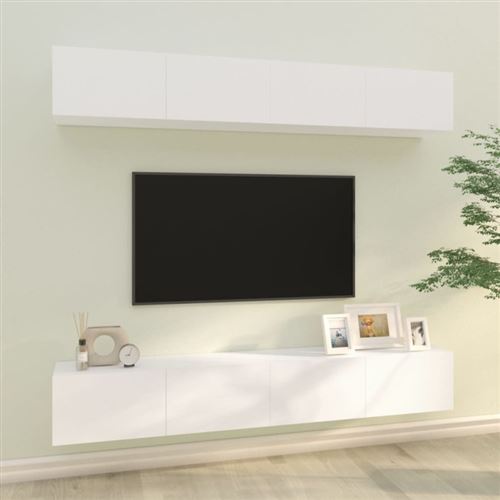 Meubles TV muraux 4 pcs blanc 100x30x30 cm
