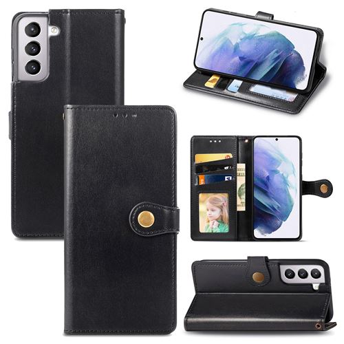 MPFRANCE Housse pour Samsung Galaxy S21 5G Noir [Porte Carte, etui portefeuille, boucle]