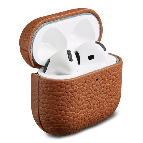 Accezz Coque en cuir véritable pour   Airpods 4 - Cognac