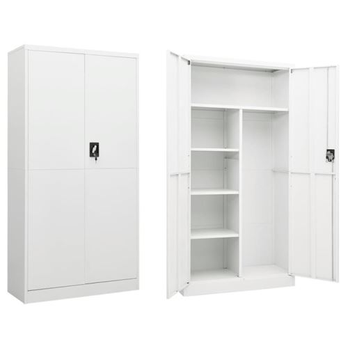 Non Communiqué Blanc Armoire À Casiers 90X40x180 Cm Acier