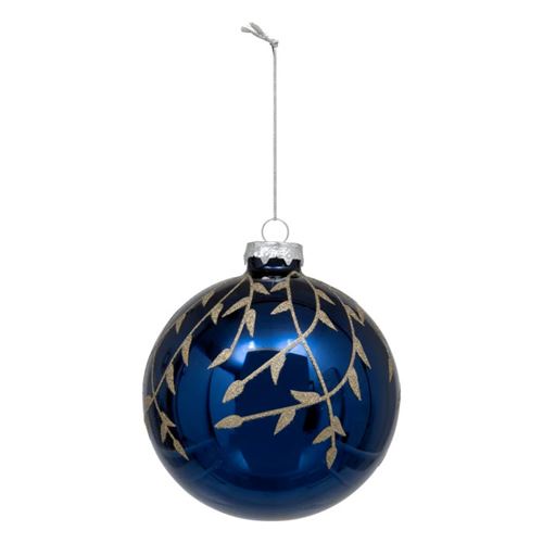 Non Communiqué Bleu Atmosphera Créateur D'intérieur - Boule De Noël En Verre "Branche Pailletée" 10Cm