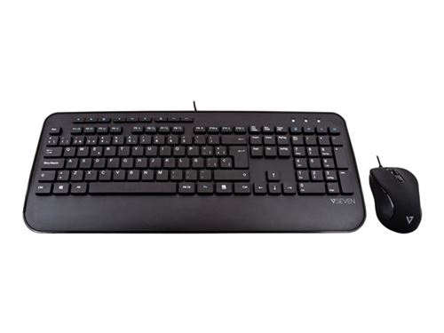 V7 CKU300ES - Toetsenbord en muis set - USB - QWERTY - Spaans - zwart