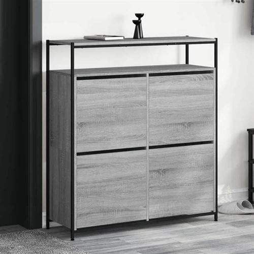 Non Communiqué Gris Vidaxl Armoire À Chaussures 4 Tiroirs Rabattables Sonoma 3214416