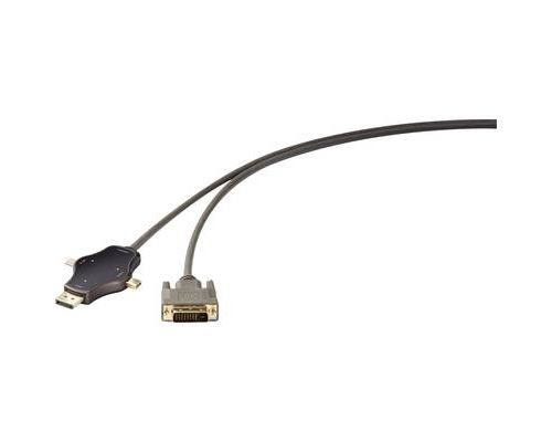 Renkforce RF-3909366 Cable-Sharing Câble de raccordement [1x DVI mâle 24+1 pôles - 3x Mini port Display mâle, DisplayPort mâle, USB 3.1 mâle type C] noir
