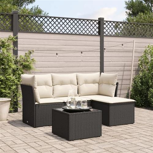 Non Communiqué Noir Salon De Jardin Modulable Vidaxl Rotin 5 Pieces 62 X 62 X 69 Cm 4 Personnes