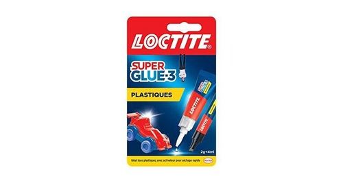 Loctite Super Glue-3 Spécial plastiques, colle forte pour tout plastique,  colle transparente à séchage immédiat, tube de colle 2 g et stylo activateur  4 ml