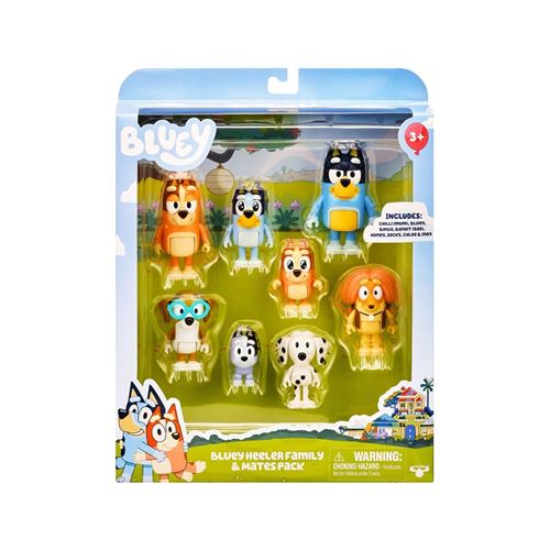Non Communiqué Bleu Pack Figurines Bluey 8 Pièces
