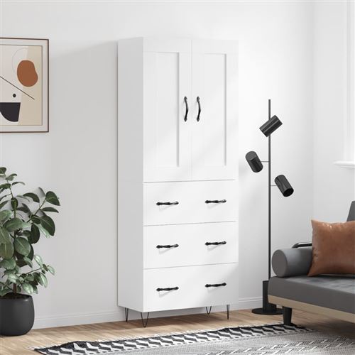Non Communiqué Blanc Vidaxl Buffet Haut, Armoire De Rangement Avec Pieds, Meuble De Rangement, Organisateur Salon Salle De Séjour, Industriel, Bois D'ingénierie 3199777