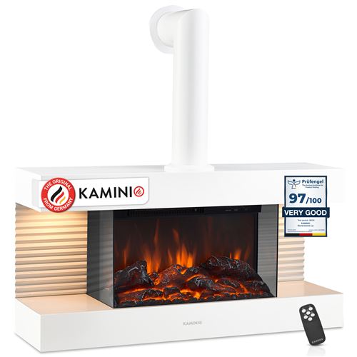 Non Communiqué Blanc Kaminio Cheminée Électrique Liz Avec Conduit - Cheminée Murale Avec Chauffage, Effet De Flamme 3D, Lumière D'ambiance Led, Télécommande