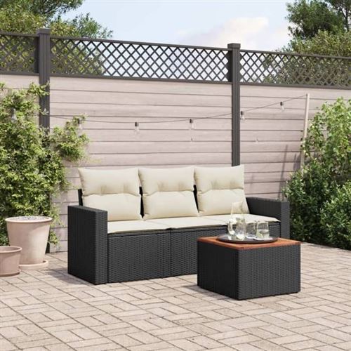 Non Communiqué Noir Salon De Jardin Modulable Vidaxl Resine Tressee 3 Personnes 62 X 65.5 X 69 Cm 4 Pieces