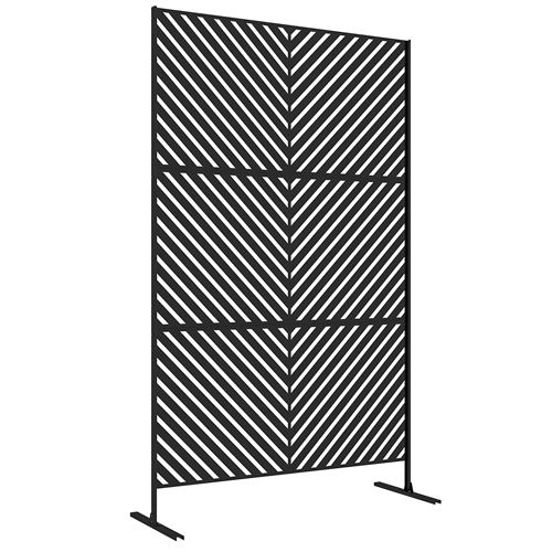OUTSUNNY Panneau ext&eacute;rieur d&eacute;coratif motif g&eacute;om&eacute;trique ajour&eacute; m&eacute;tal noir