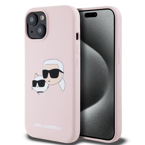 Coque pour iPhone 15 / iPhone 14 / iPhone 13 - Karl Lagerfeld Silicone MagSafe (KLHMP15SSKKCHCHPPLP) - Rose Karl Choupette