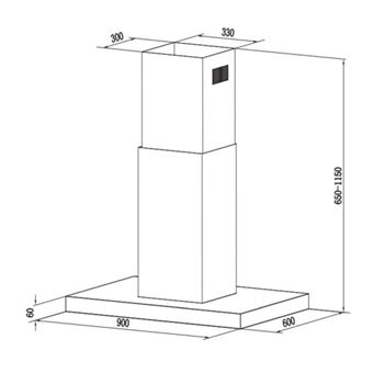 Hotte îlot TAI9PLABOXN Noir 90 cm 630m3/h