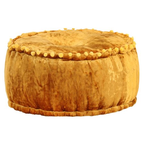 vidaXL - Pouf rond - Velours - Moutarde - 40 x 20 cm - Image 3