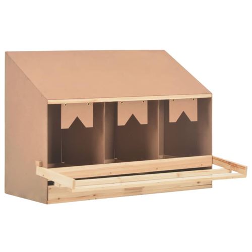 vidaXL Legenest für Hühner 3 Fächer 93x40x65 cm Massivholz Kiefer