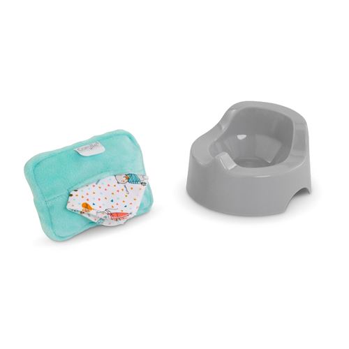 Non Communiqué Multicolore Pot Et Lingette Pour Poupon 30 Et 36 Cm