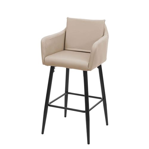 Mendler Tabouret De Bar En Similicuir - Taupe - Image 2