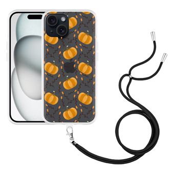 Coque IPhone 14 / 13 Avec Cordon Amovible MagSafe - Transparent Ultra-Mince, Collier Réglable Orange - Protection Magnétique