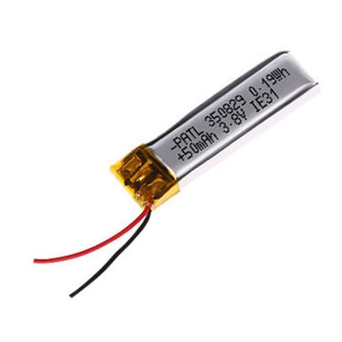 Batterie LiPo Rechargeable 350829 3.8V 50mAh Compatible Casque Bluetooth, Montre Intelligente, POS Sécurité PCM, sans Effet Mémoire Dimensions 35x29x8 mm