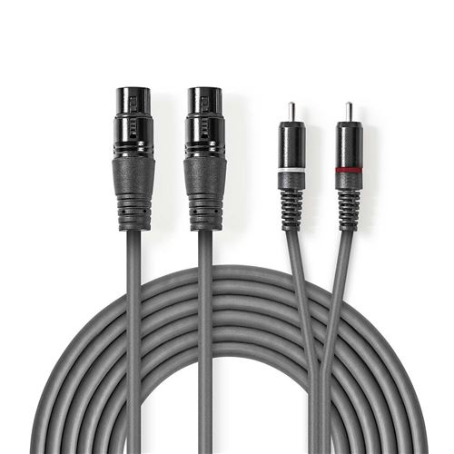 Nedis - Câble Audio - 2x XLR Femelle vers 2x RCA Mâle - 3,0 m - Gris - Image 2