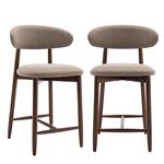 Lot de 2 chaises de bar – Tabourets modernes avec dossier haut, assise confortable en tissu – Marron