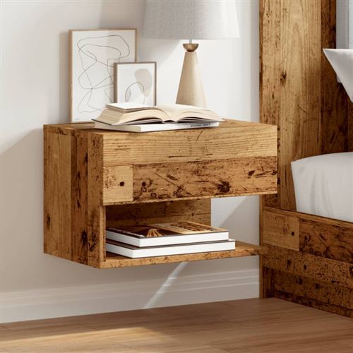 vidaXL Table de chevet murale vieux bois856820