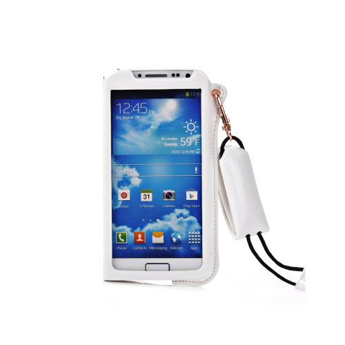 Etui pouch porte clé blanc ouverture face avant pour Samsung Galaxy S4 I9500