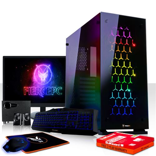 Fierce Apache Rgb Rvb Pc Gamer Paquet Vite 4 X 3 5ghz Quad Core Intel Core I5 7400 1to Hdd 8go 2400mhz Ddr4 Ram Nvidia Geforce Gtx 1050 2go Clavier Uk Qwerty Souris Moniteur 21 5