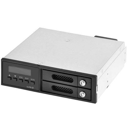 SilverStone SST-FSR202 - Backplane rack mobile en aluminium sans plateau échangeable à chaud / Boîtier disque dur interne pour SAS/SATA HDD ou SSD 2x 2.5 pouces, rentre dans n'importe quelle baie de disque 3.5 pouces, avec serrure, noir