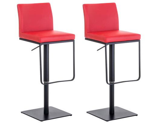 Lot de 2 tabouret de bar Panama similicuir , Rouge/Noir