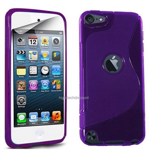 Housse etui coque pochette silicone gel fine pour Apple iPod Touch 7 avec verre trempe - MAUVE