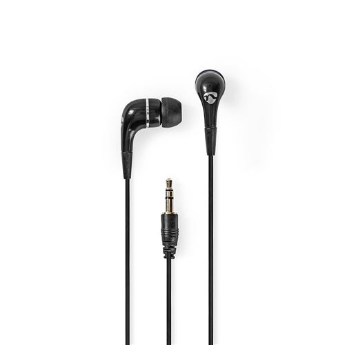 Nedis HPWD1001BK - In-ear hoofdtelefoons - inwendig - met bekabeling - 3,5 mm-stekker - zwart, zilver