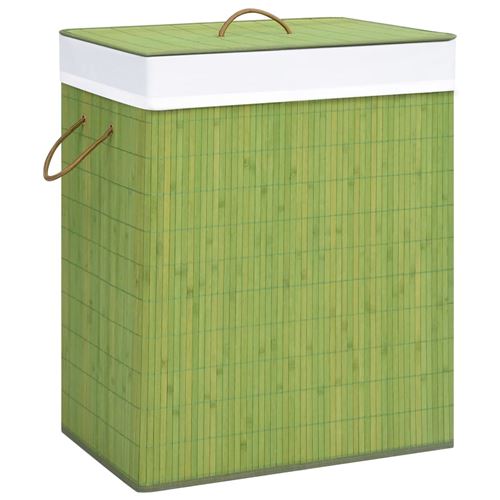 vidaXL Panier à linge avec 2 sections bambou vert 100 L