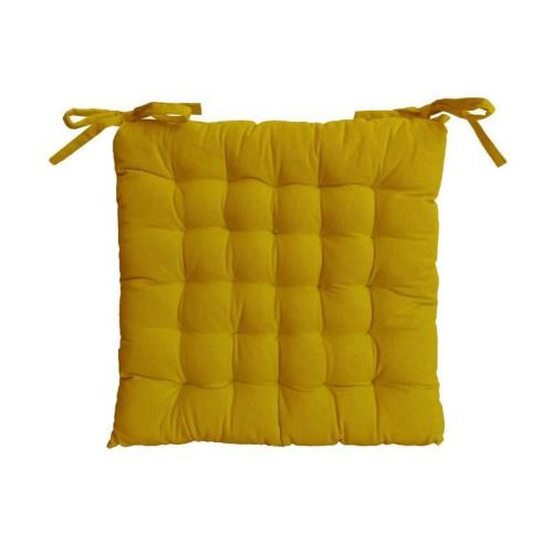 Galette de chaise 25 points 40x40x4 cm MOUTARDE