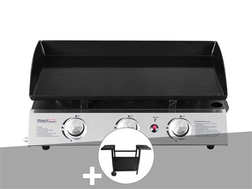Plancha gaz Prato 3 brûleurs + Chariot - Jardideco