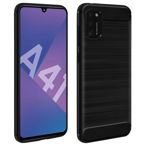 Avizar Coque pour Samsung Galaxy A41 Protection Souple Carbone Métal Brossé Noir