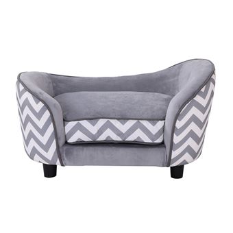 25 Sur Canape Chien Chat Sur Pied Style Graphique Contemporain Coussin Amovible Lavable Grand Confort Pochette Rangement 67l X 41l X 36h Cm Gris Blanc Paniers Et Mobilier Pour Chien