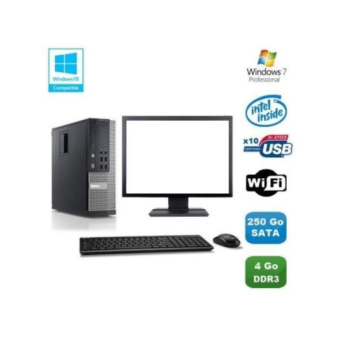 PC Dell Optiplex 790 SFF Intel Pentium G840 2.8GHz 4Go 250Go HDD Ecran 17 Microsoft Windows 7